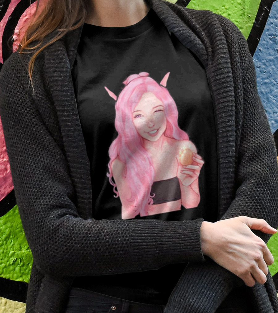Belle Delphine Pink Hair Winking Holding Golden Egg Fantasy T-Shirt