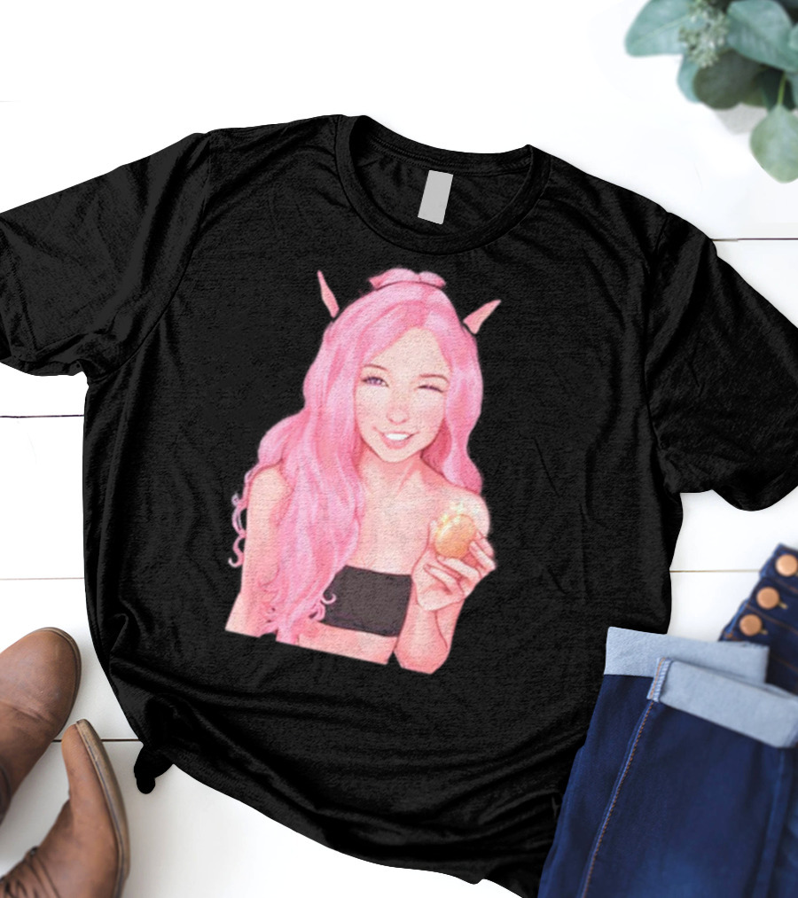Belle Delphine Pink Hair Winking Holding Golden Egg Fantasy T-Shirt