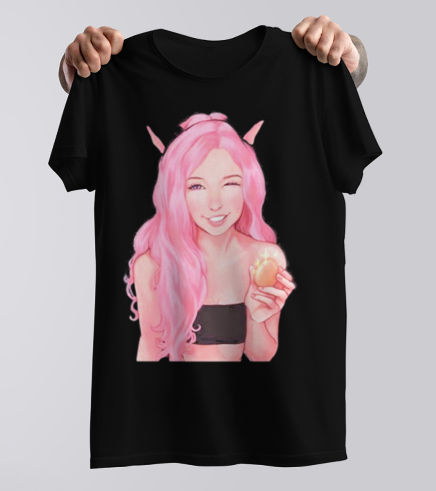 Belle Delphine Pink Hair Winking Holding Golden Egg Fantasy T-Shirt