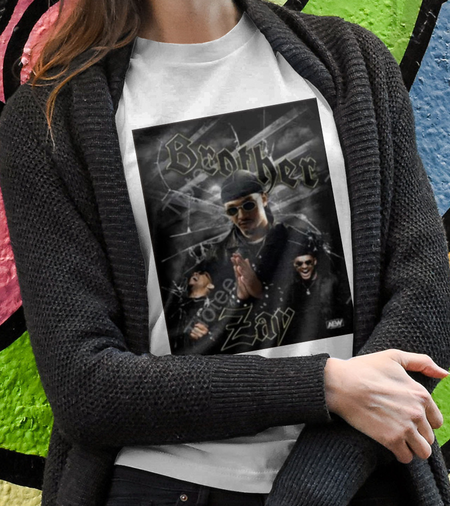 Brother Zay AEW Theme With Three Images And Dramatic Shattered Glass Background T-Shirt