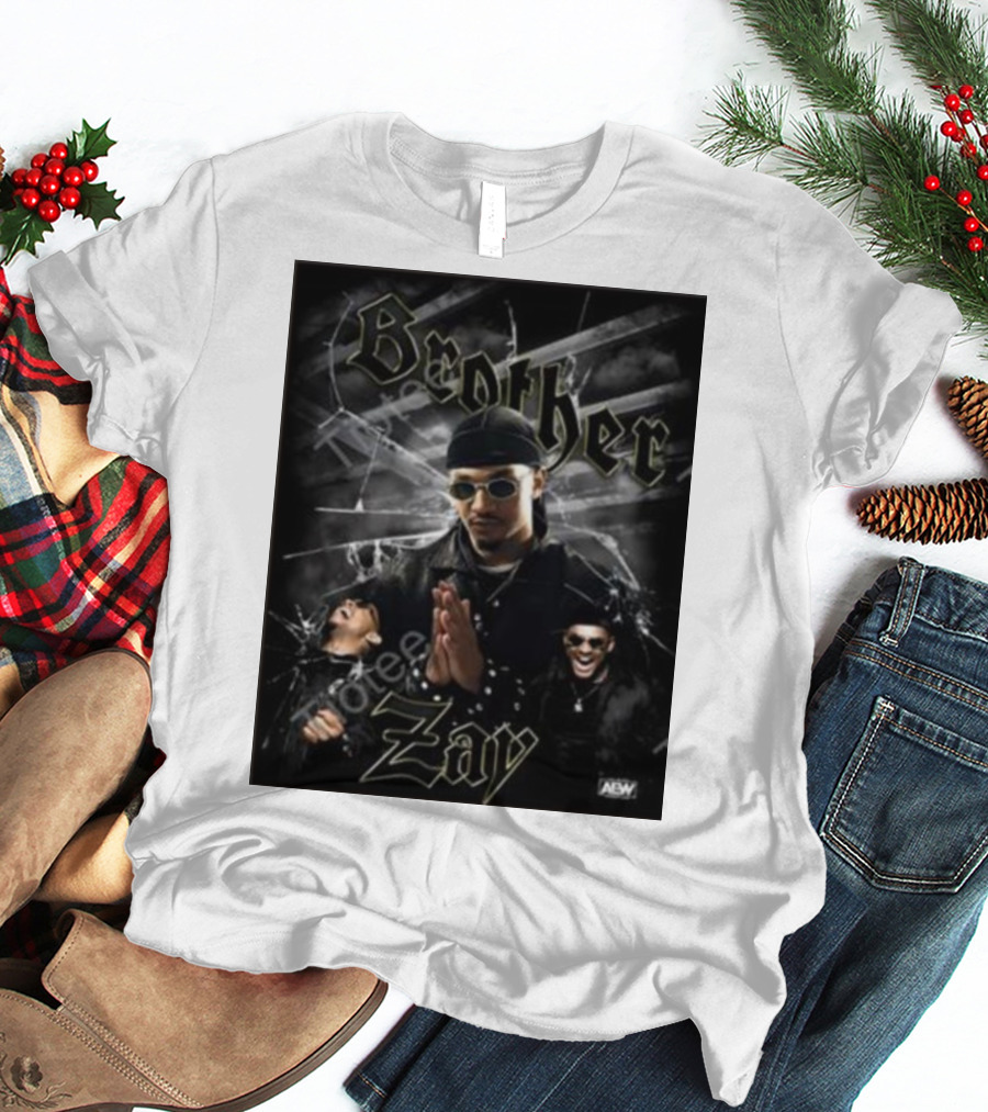 Brother Zay AEW Theme With Three Images And Dramatic Shattered Glass Background T-Shirt