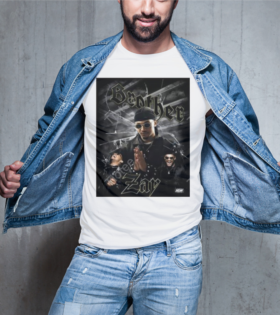 Brother Zay AEW Theme With Three Images And Dramatic Shattered Glass Background T-Shirt