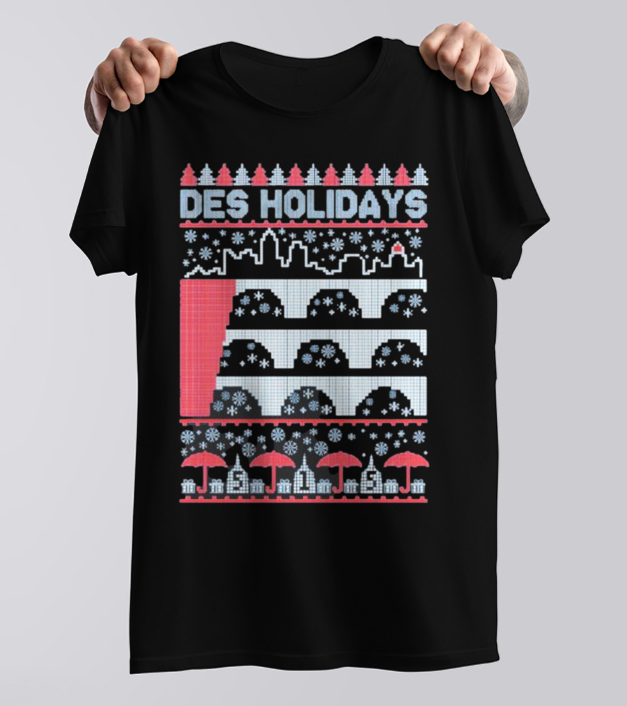 Des Holidays Ugly Christmas Sweater Skyline Snowflake T-Shirt