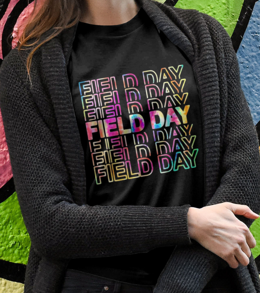 Field Day Colorful Tie Dye Text T-Shirt
