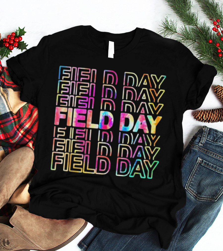 Field Day Colorful Tie Dye Text T-Shirt
