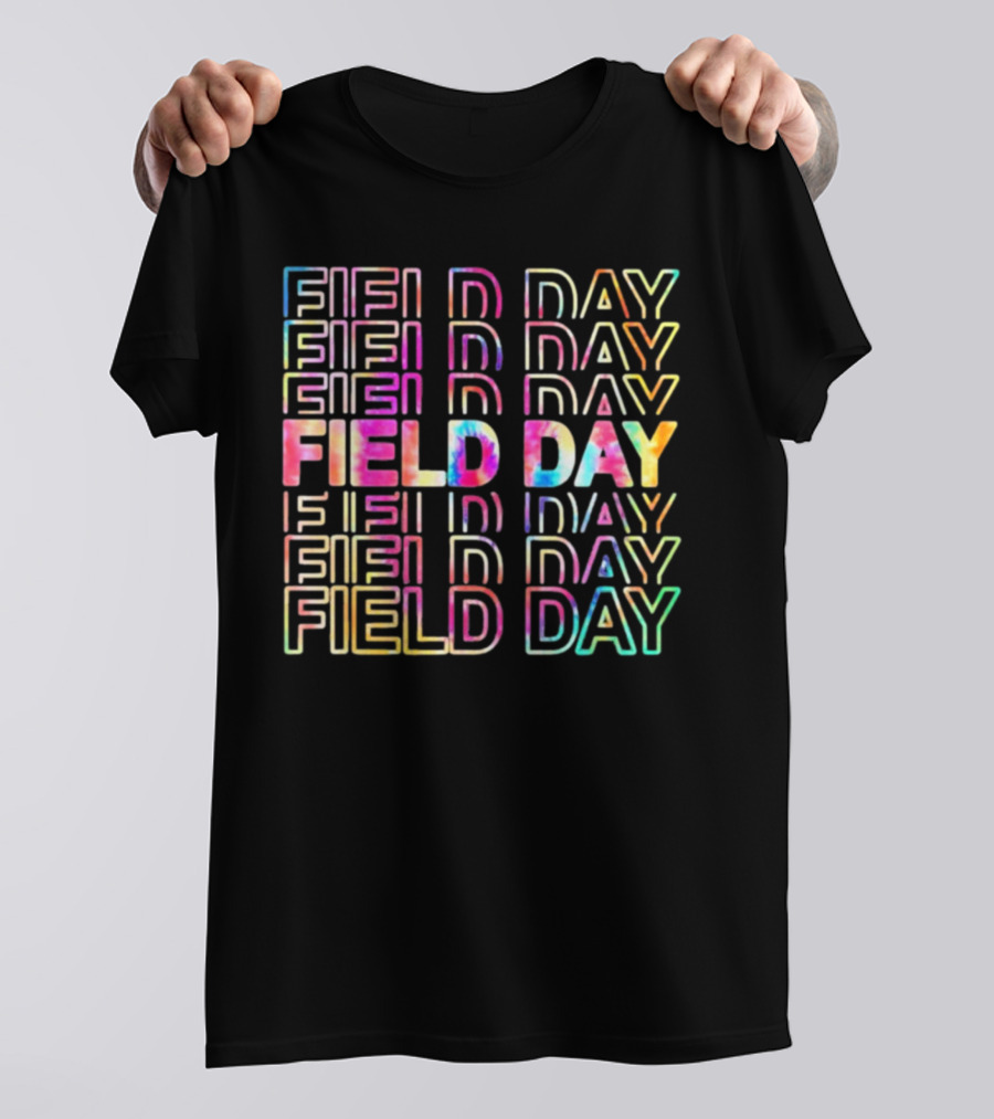 Field Day Colorful Tie Dye Text T-Shirt