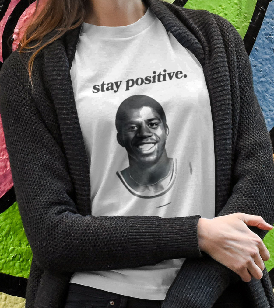 Magic Johnson Stay Positive Retro Basketball T-Shirt