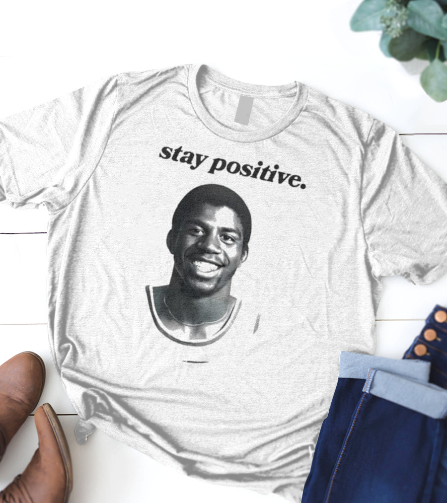 Magic Johnson Stay Positive Retro Basketball T-Shirt