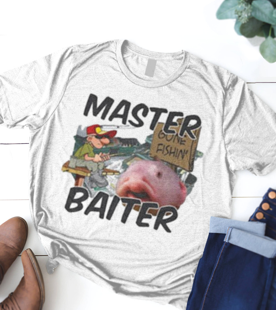 Master Baiter Gone Fishin' Fisherman With Big Fish T-Shirt