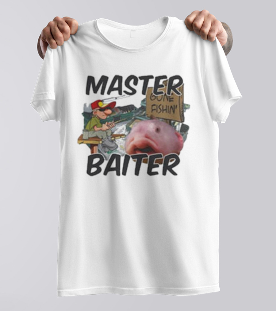 Master Baiter Gone Fishin' Fisherman With Big Fish T-Shirt