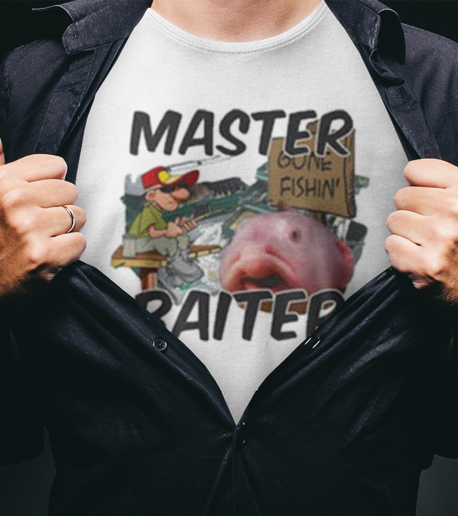Master Baiter Gone Fishin' Fisherman With Big Fish T-Shirt