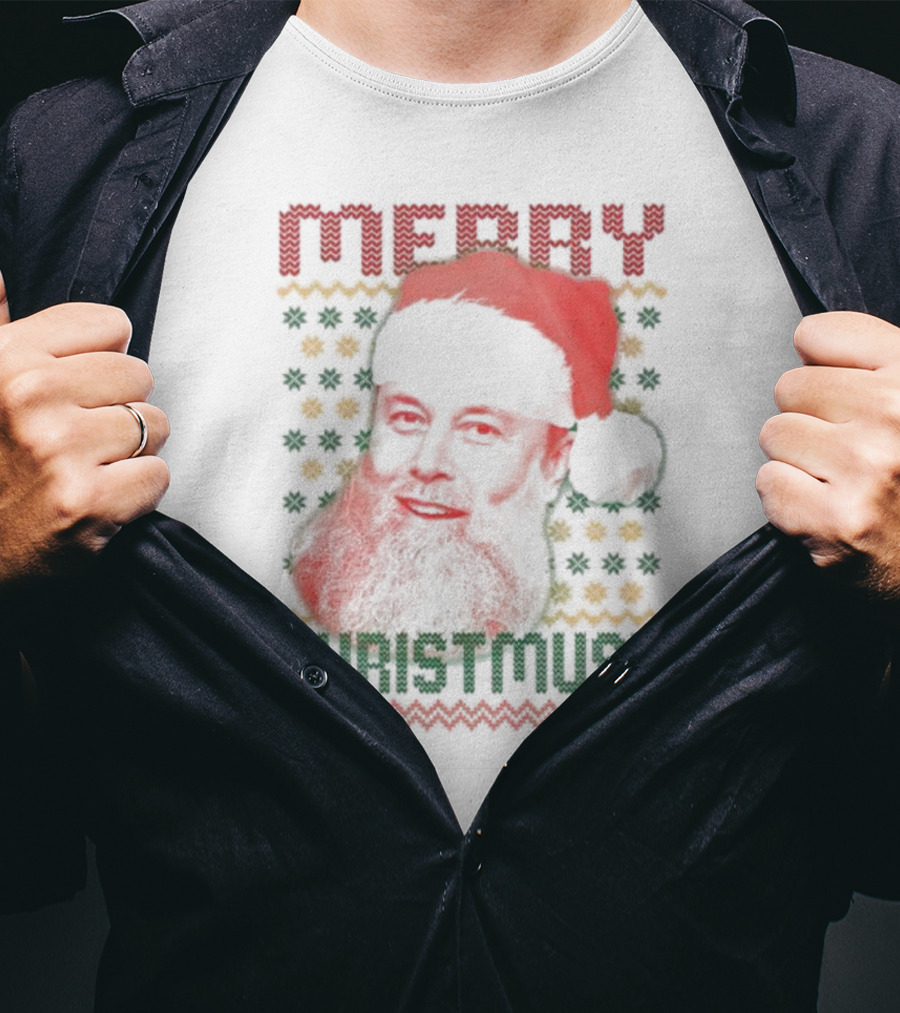 Merry Christmusk Santa Hat Beard Christmas Car T-Shirt