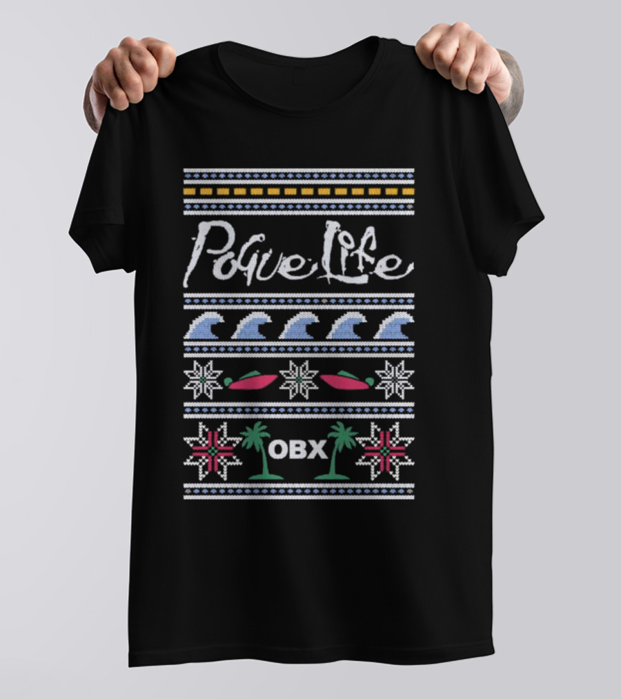 Pogue Life OBX Tacky Christmas Waves And Palms T-Shirt