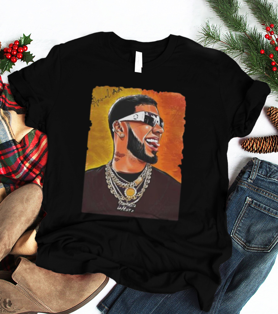 Anuel AA Vibrant Portrait With Signature And Chains T-Shirt