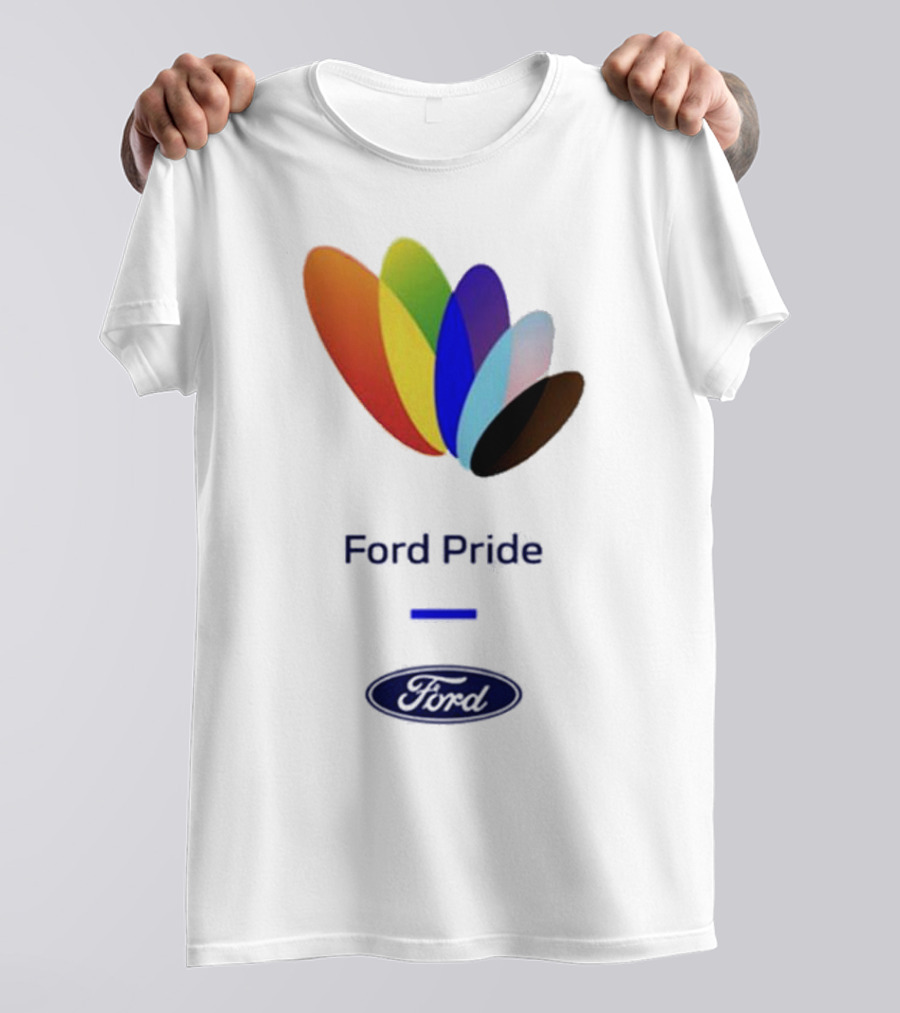Ford Pride Typography Over Rainbow Petals T-Shirt
