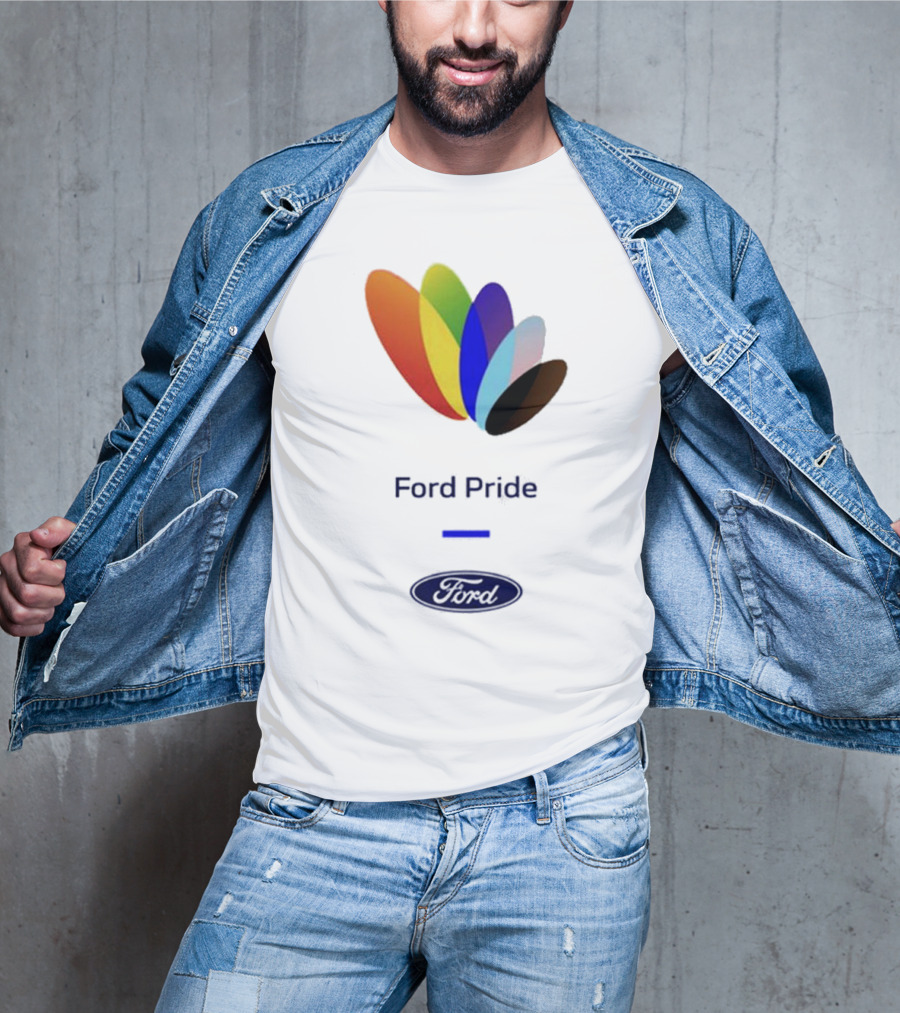 Ford Pride Typography Over Rainbow Petals T-Shirt