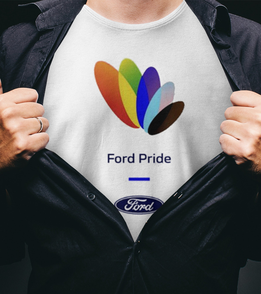 Ford Pride Typography Over Rainbow Petals T-Shirt