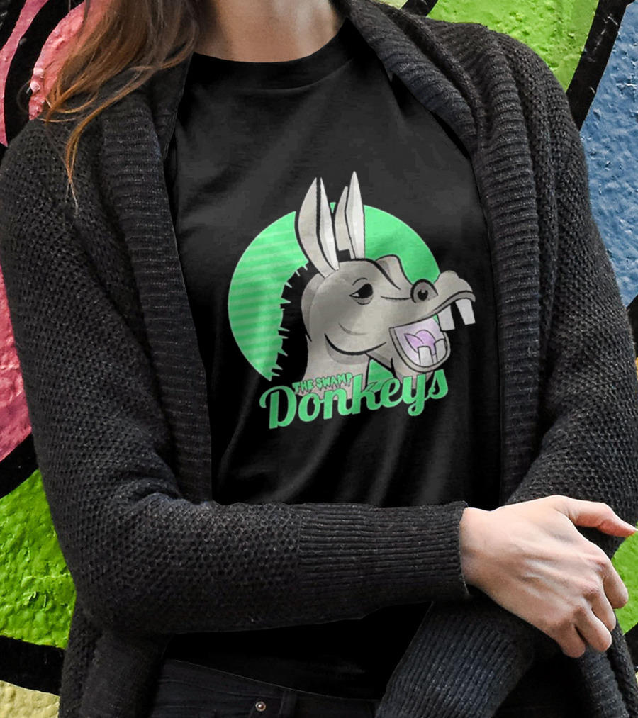 The Swamp Donkeys Green Logo Icon With Donkey Face T-Shirt