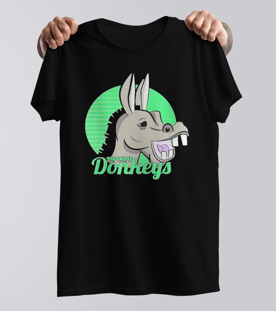 The Swamp Donkeys Green Logo Icon With Donkey Face T-Shirt