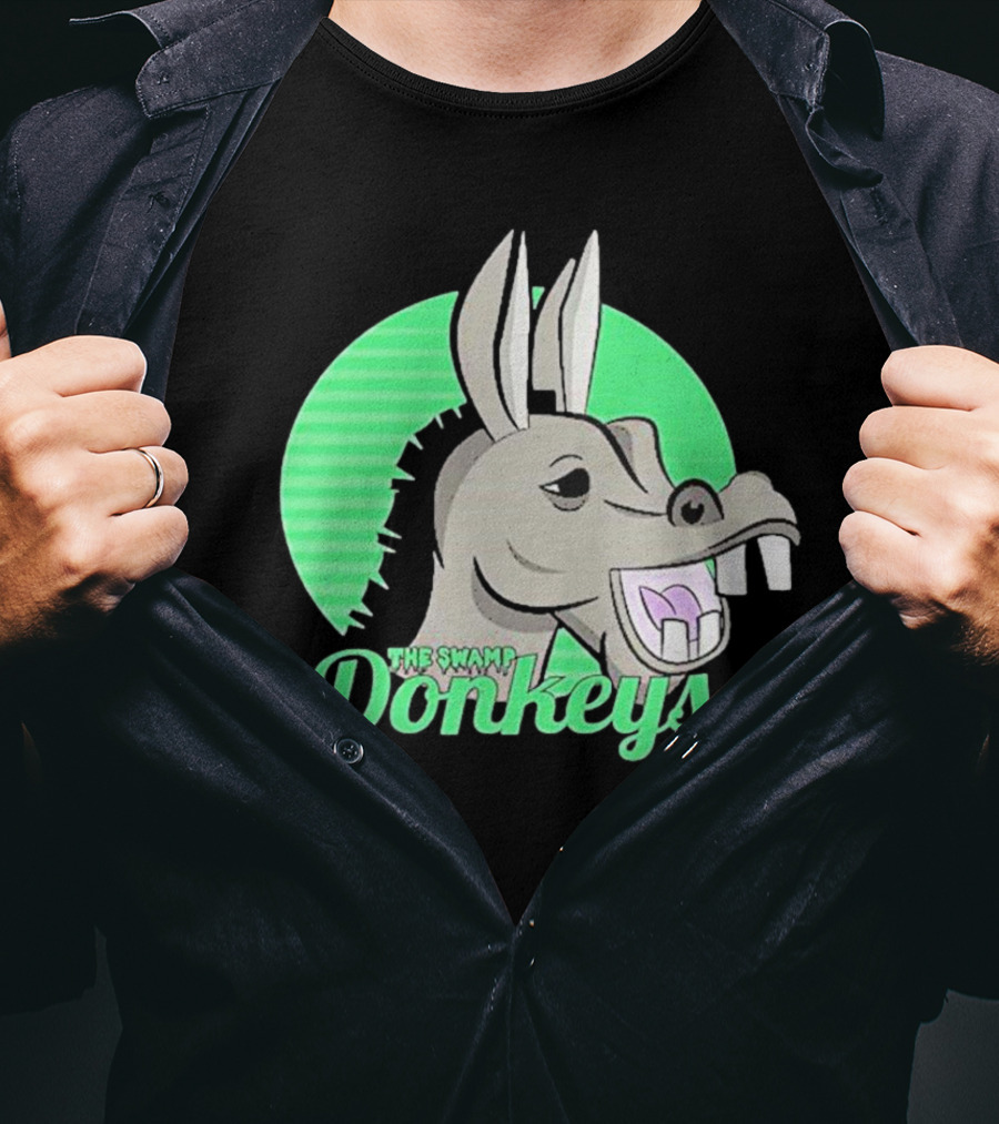The Swamp Donkeys Green Logo Icon With Donkey Face T-Shirt