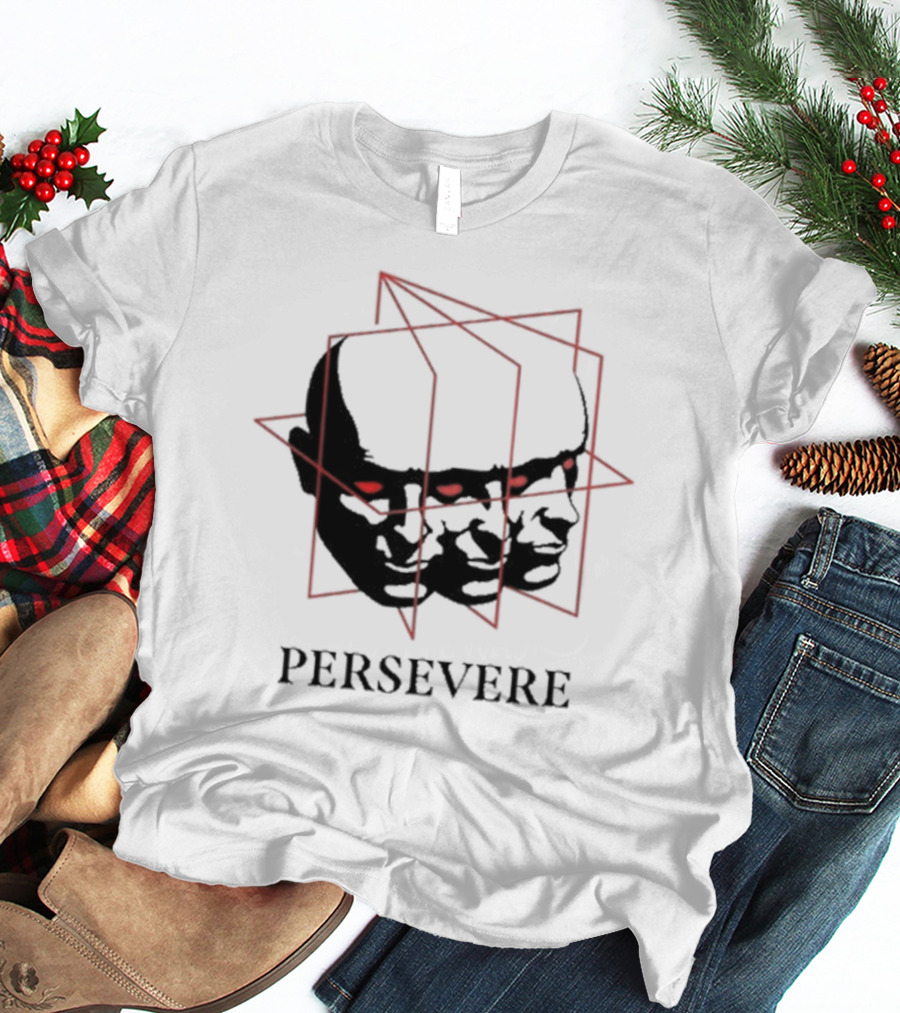 Persevere Triple Head Red Eyes Geometric Box T-Shirt