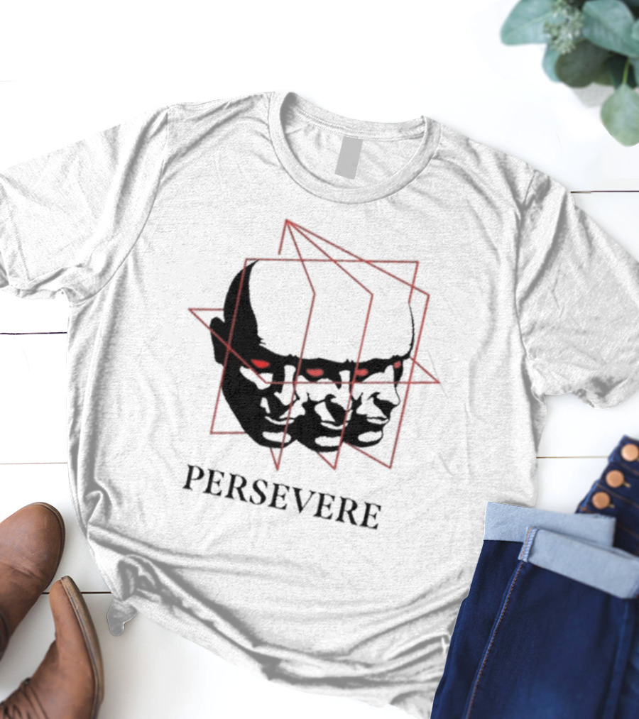 Persevere Triple Head Red Eyes Geometric Box T-Shirt