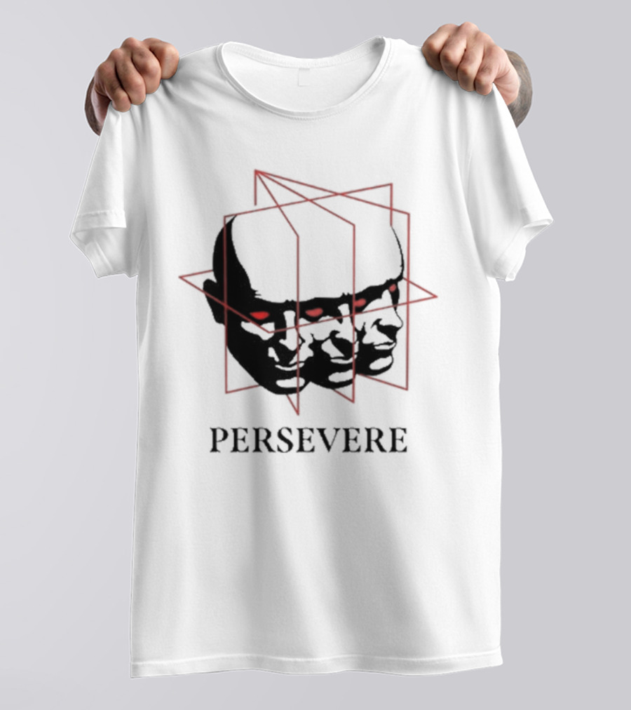 Persevere Triple Head Red Eyes Geometric Box T-Shirt