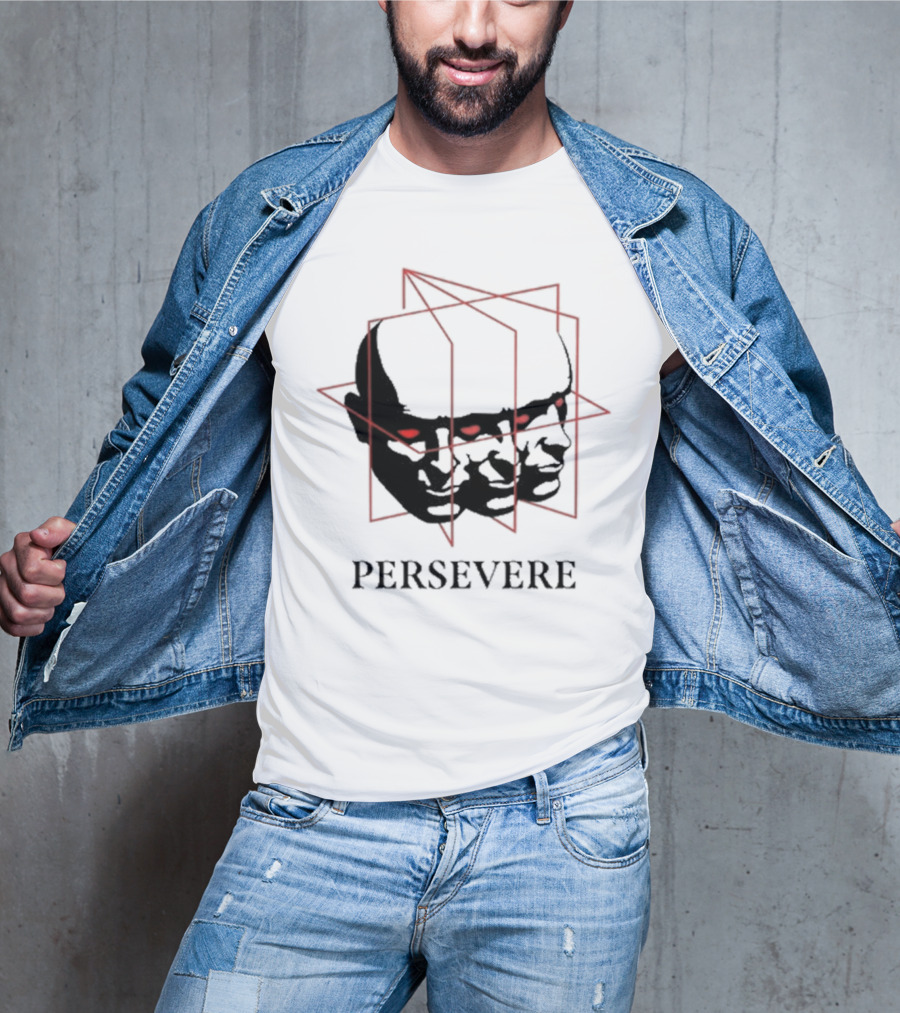 Persevere Triple Head Red Eyes Geometric Box T-Shirt