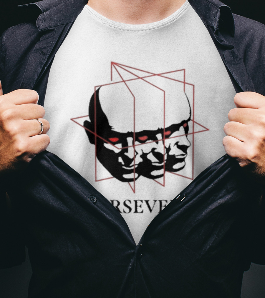 Persevere Triple Head Red Eyes Geometric Box T-Shirt