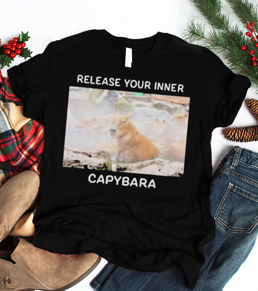 Gaijin Mommy Relaxation Vibes Release Your Inner Capybara Hot Springs T-Shirt
