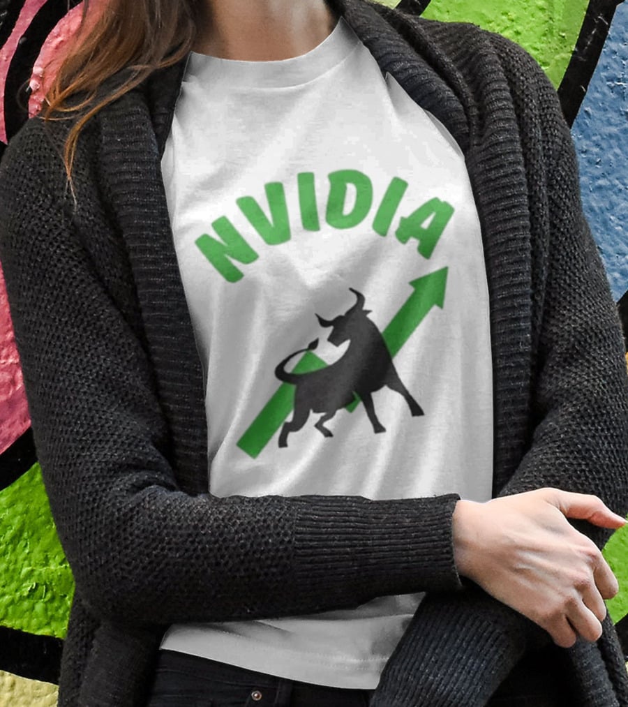 Nvidia Stock Bullish With Upward Arrow And Bull T-Shirt