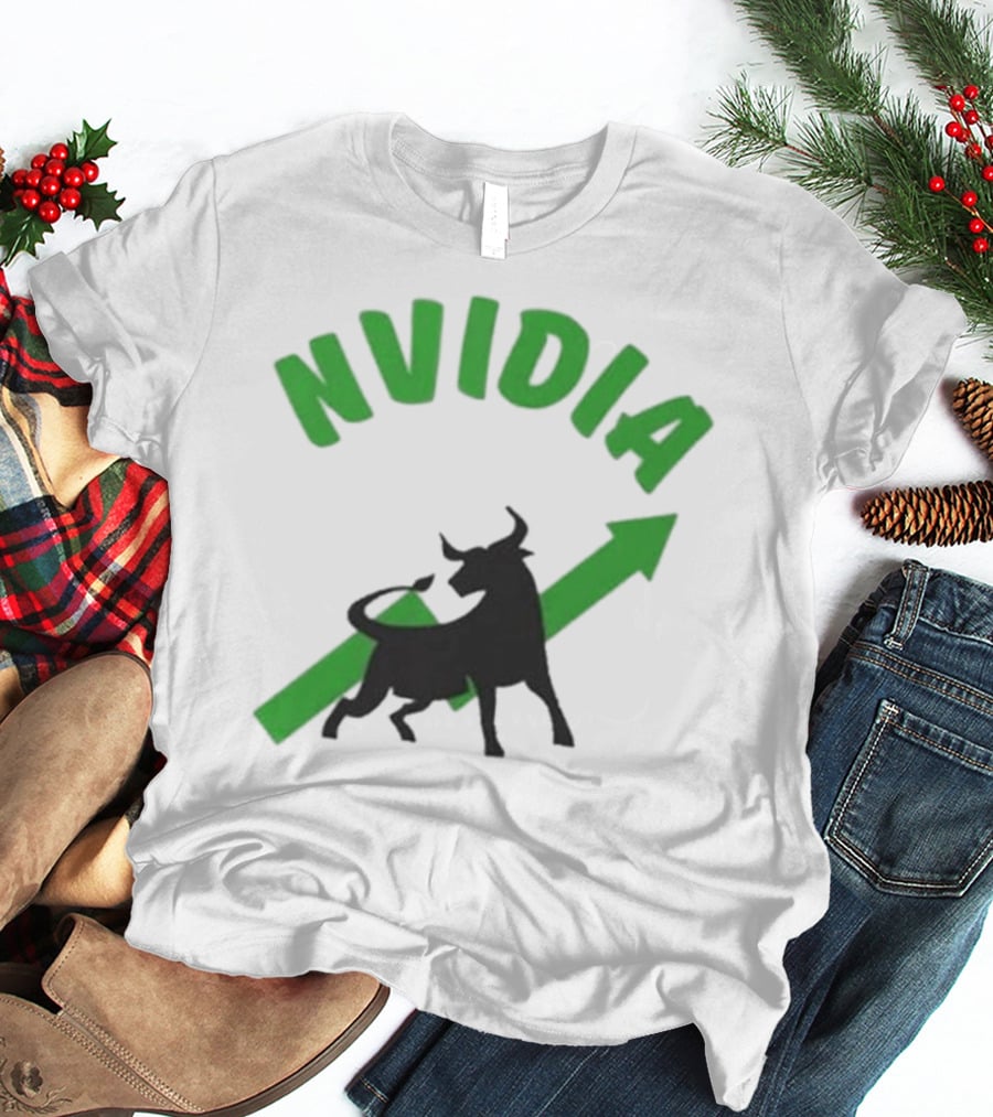 Nvidia Stock Bullish With Upward Arrow And Bull T-Shirt