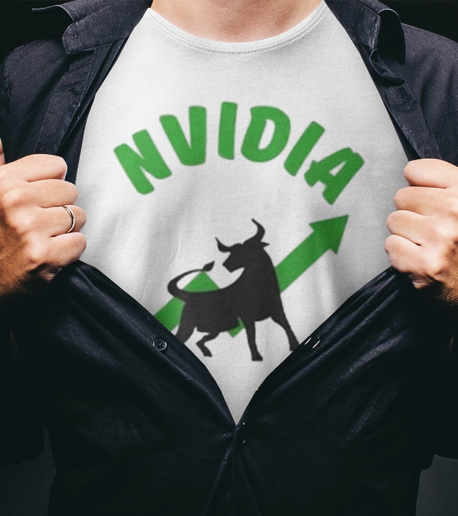 Nvidia Stock Bullish With Upward Arrow And Bull T-Shirt