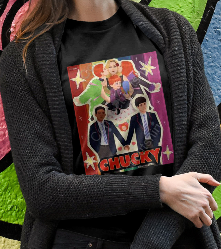 Chucky Pride Rainbow Characters Holding Hands Nbcu T-Shirt