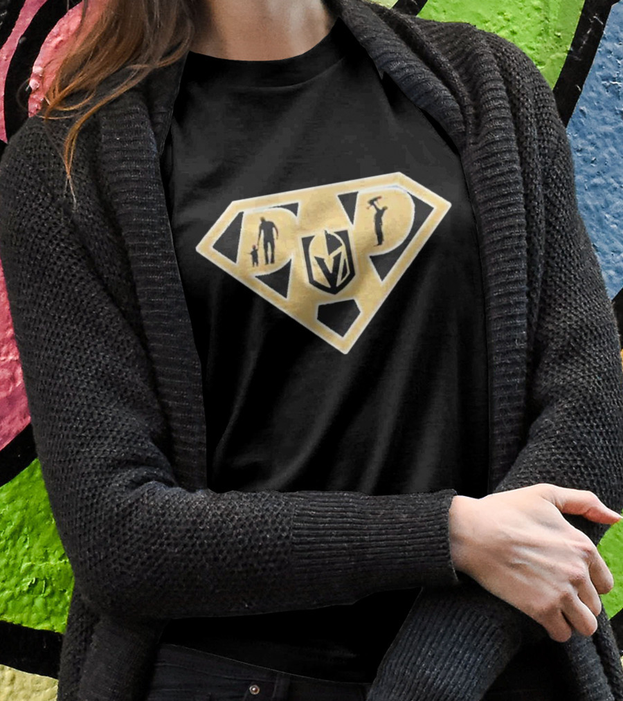 Vegas Golden Knights Super Dad Hero Shield T-Shirt