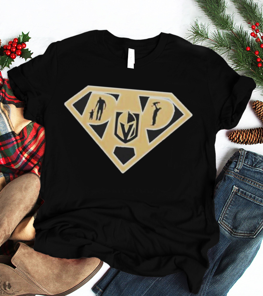 Vegas Golden Knights Super Dad Hero Shield T-Shirt