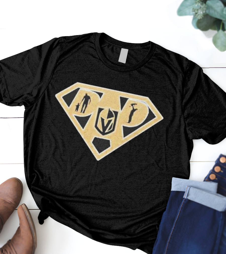 Vegas Golden Knights Super Dad Hero Shield T-Shirt