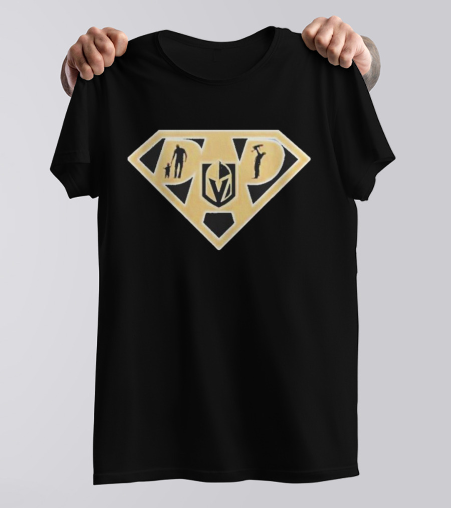 Vegas Golden Knights Super Dad Hero Shield T-Shirt