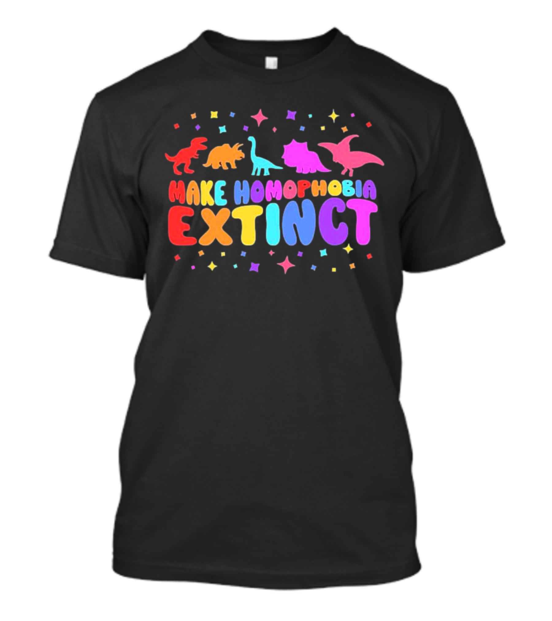 Make Homophobia Extinct Rainbow Dinosaurs Gay Pride T-Shirt