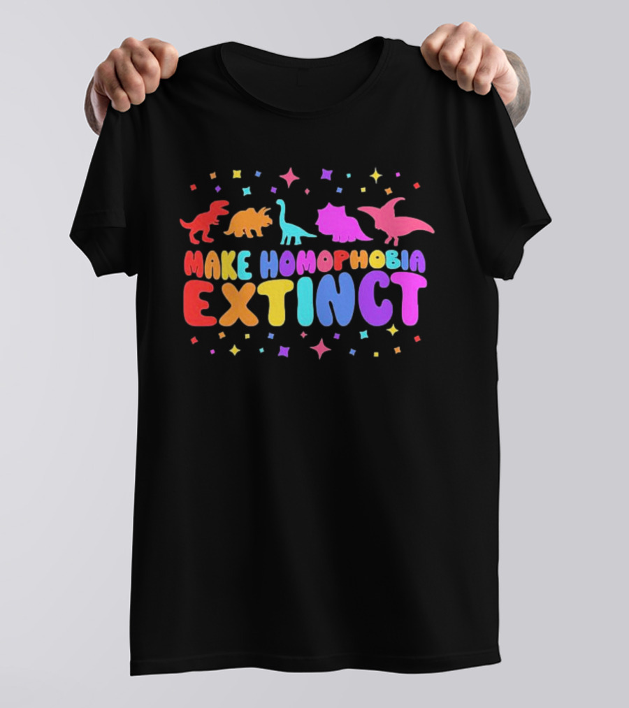 Make Homophobia Extinct Rainbow Dinosaurs Gay Pride T-Shirt