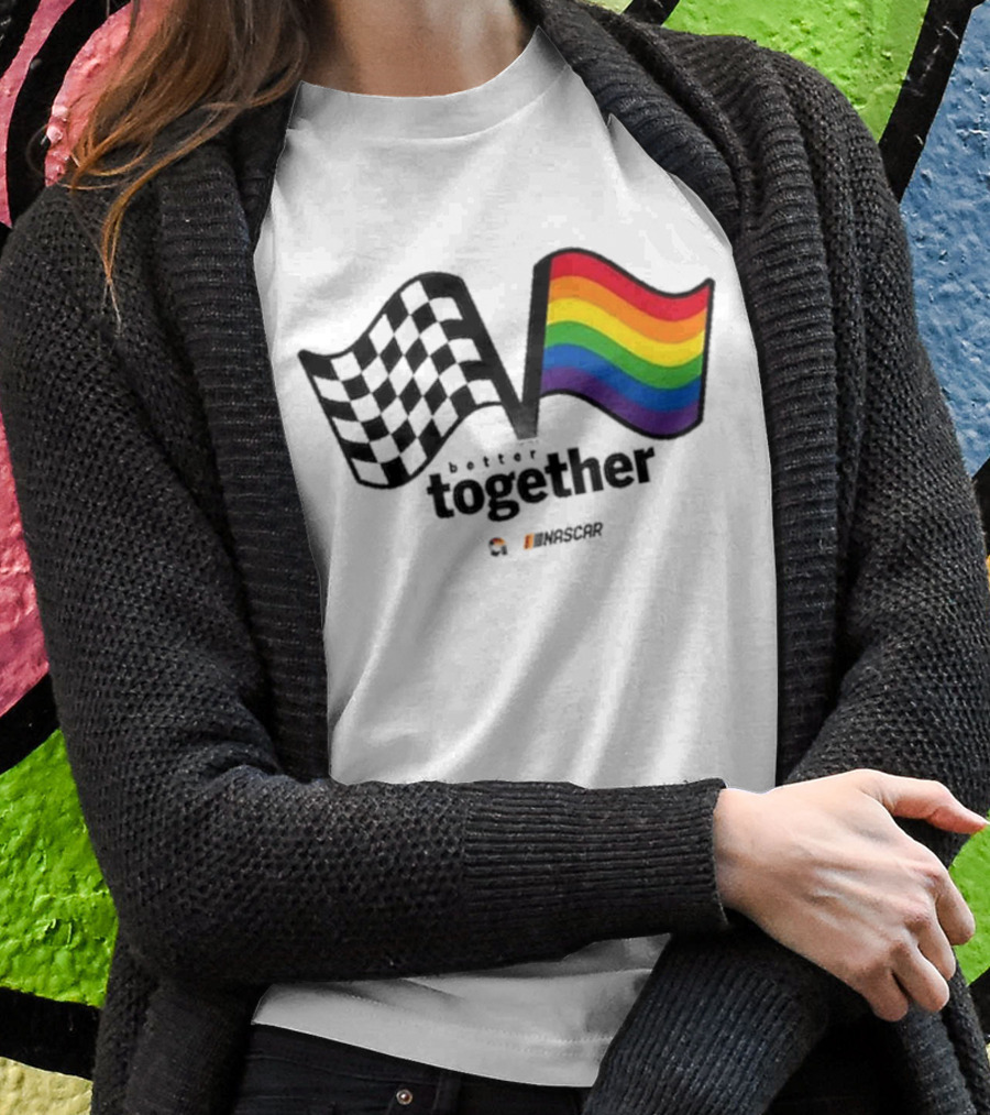 NASCAR Better Together Checkered Flag Pride Rainbow T-Shirt