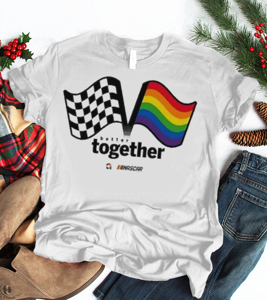 NASCAR Better Together Checkered Flag Pride Rainbow T-Shirt