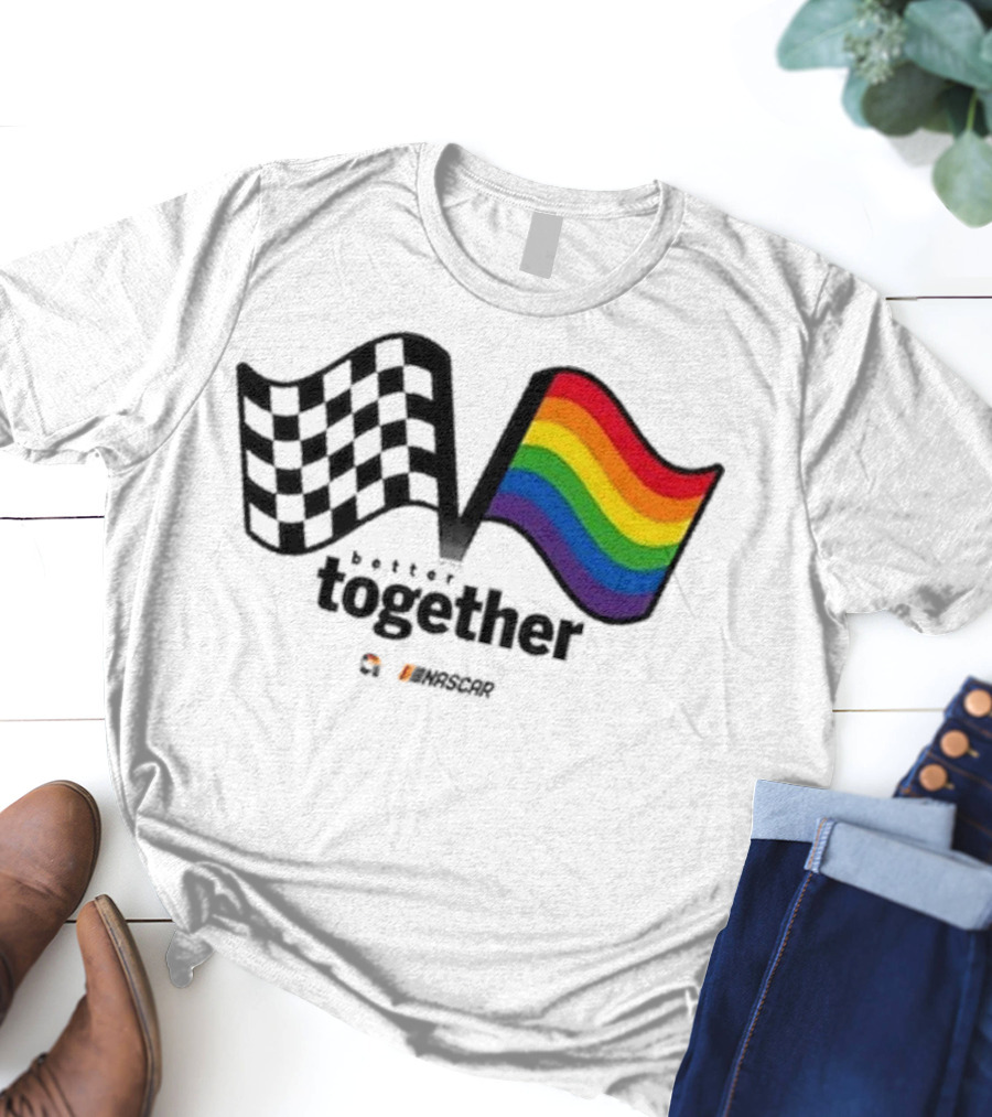 NASCAR Better Together Checkered Flag Pride Rainbow T-Shirt