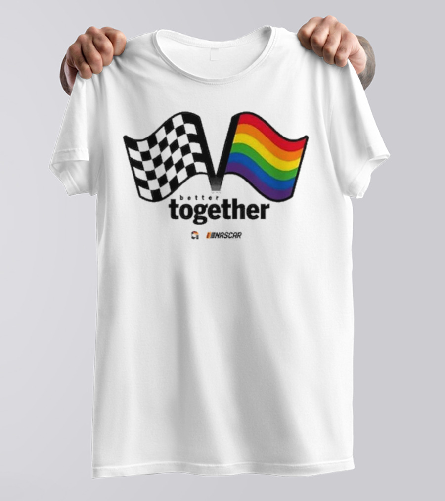 NASCAR Better Together Checkered Flag Pride Rainbow T-Shirt
