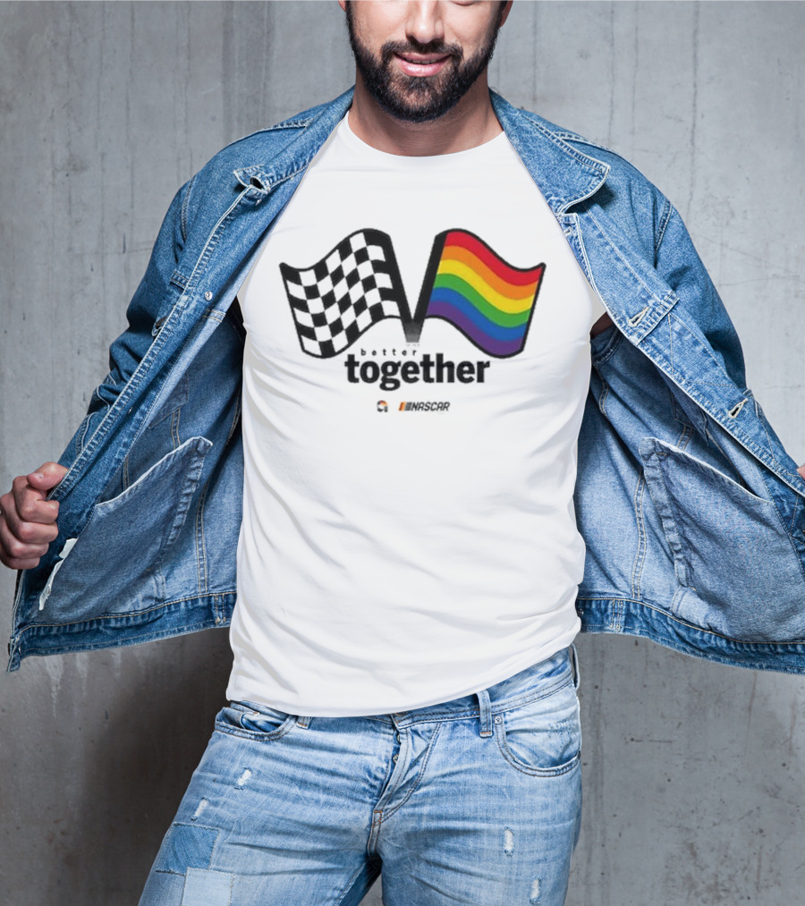 NASCAR Better Together Checkered Flag Pride Rainbow T-Shirt
