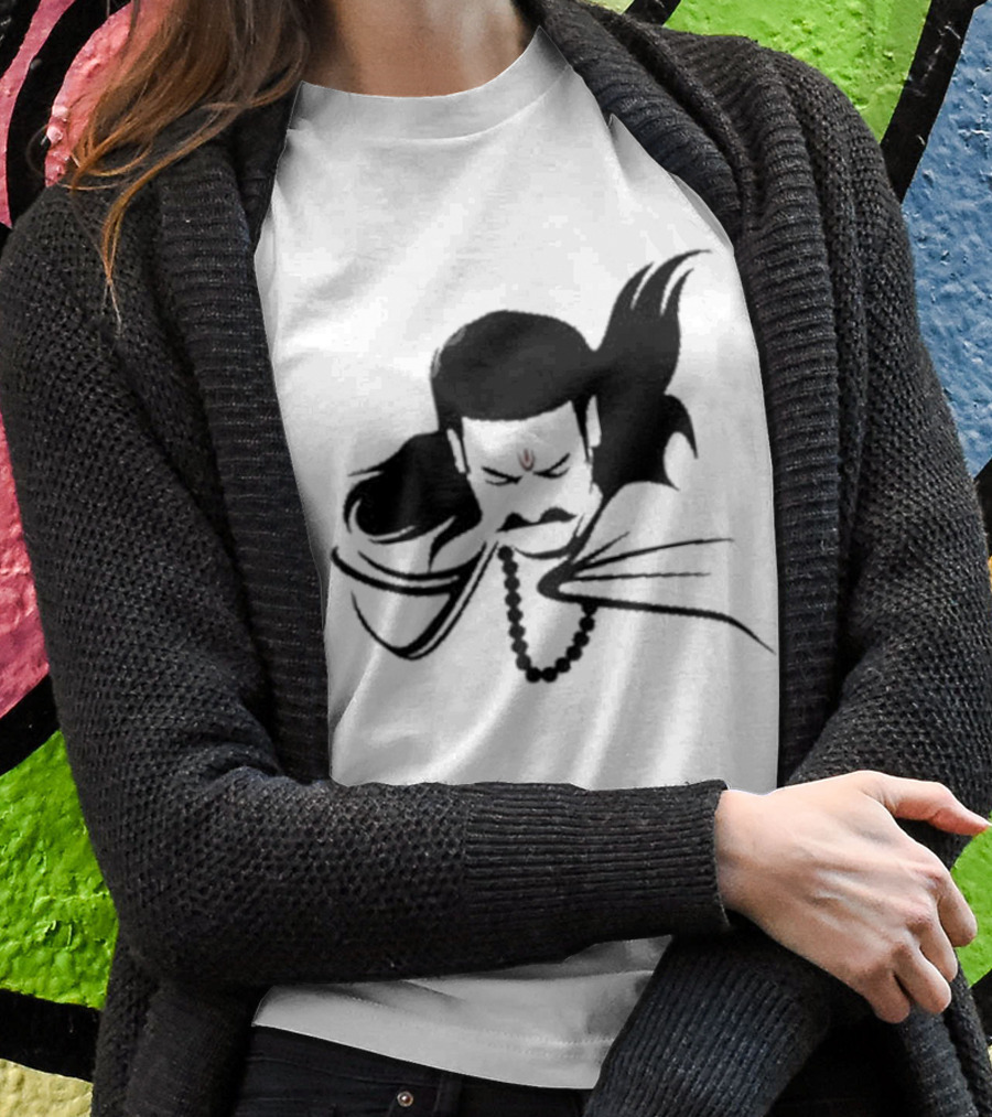 Prabhas The Lone Prince Adipurush Minimalist Silhouette With Red Tilak T-Shirt