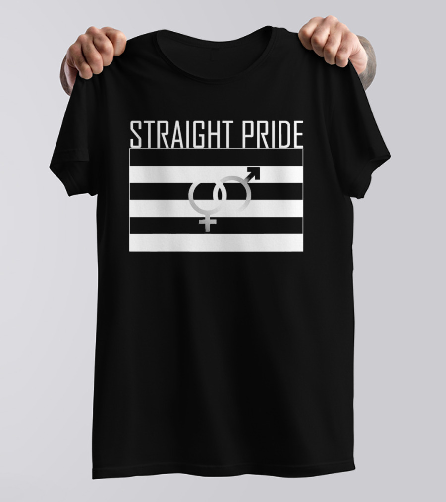 Straight Pride Black Flag With Gender Symbols T-Shirt