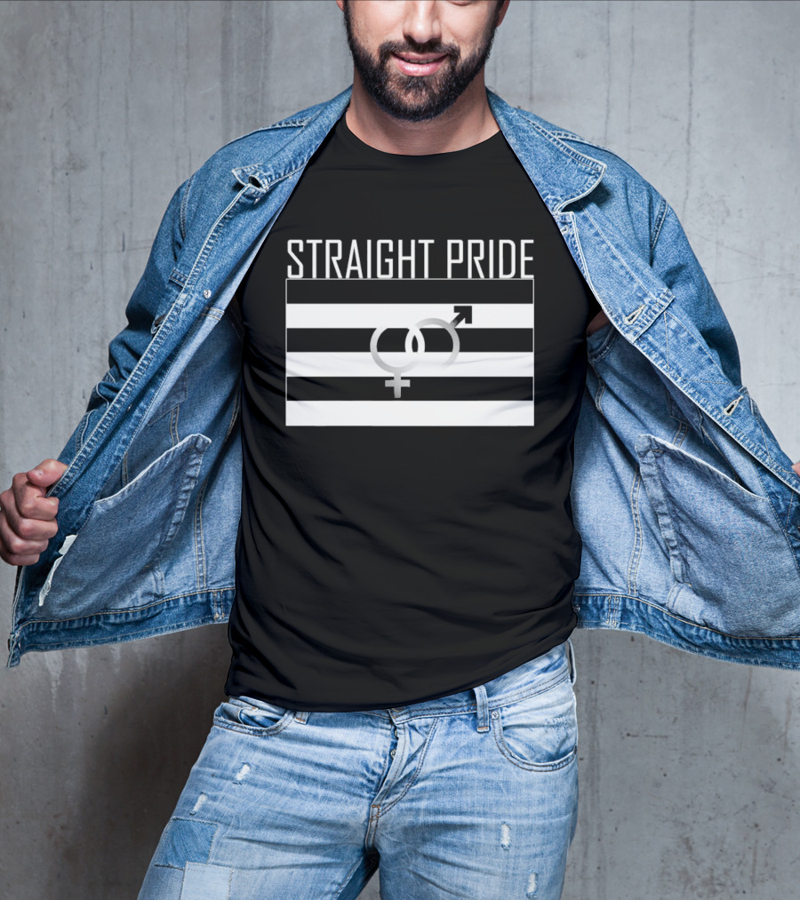 Straight Pride Black Flag With Gender Symbols T-Shirt