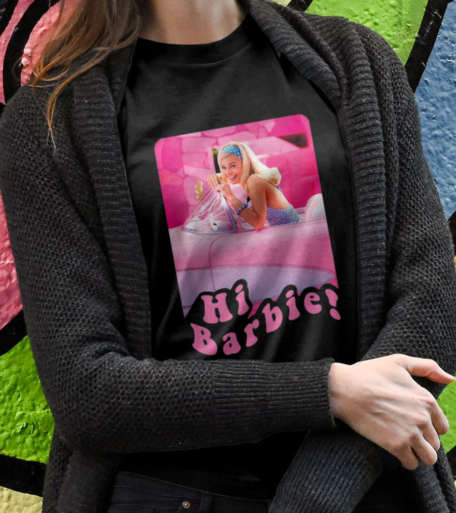 Barbie The Movie Hi Barbie Pink Car Scene T-Shirt