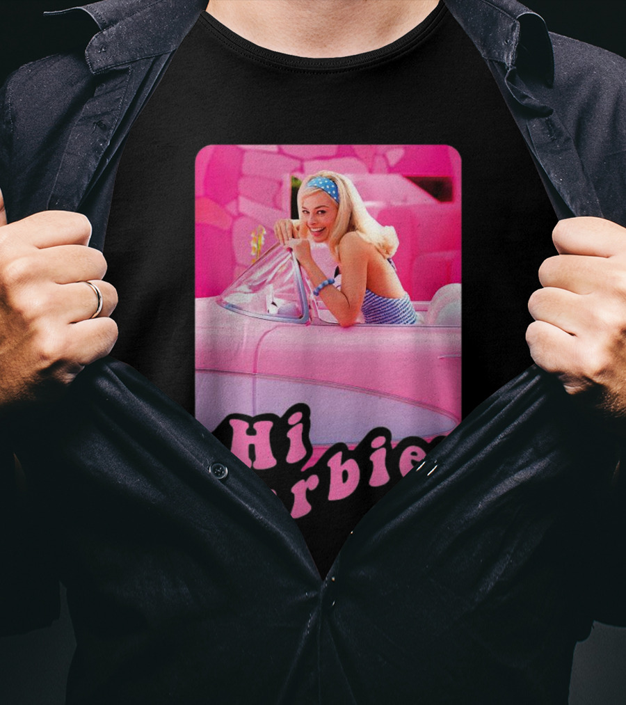 Barbie The Movie Hi Barbie Pink Car Scene T-Shirt